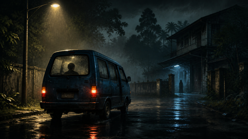 Ilustrasi cerita horor pendek Indonesia berlatar angkot malam