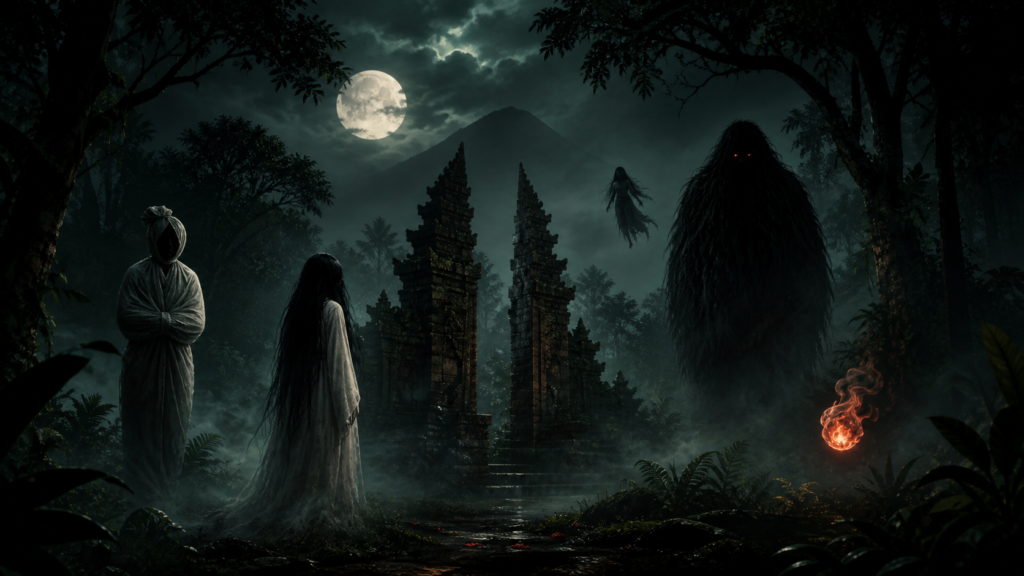 Ilustrasi berbagai hantu Indonesia dalam cerita rakyat Nusantara