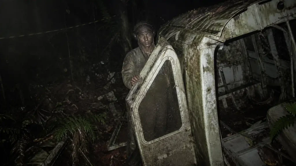 Penampakan pilot Indonesia di balik pintu puing pesawat dalam hutan Gunung Salak